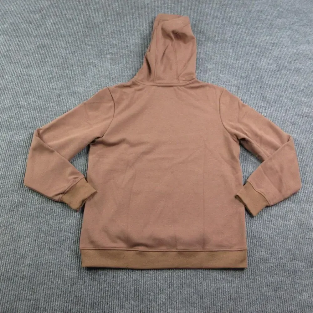 Kin. Hoodie Mens L Brown Pullover Hooded Pockets Satin Lined Embroidered NWT